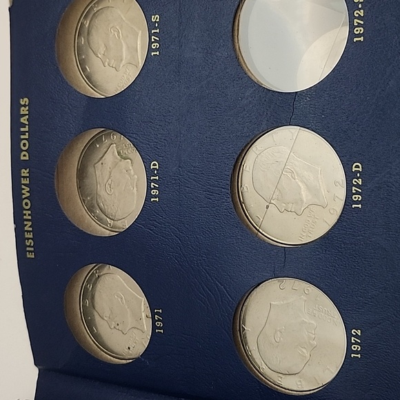 1972 Whitman Bookshelf Album Eisenhower Dollar 1971- Partially Filled - Picture 8 of 12